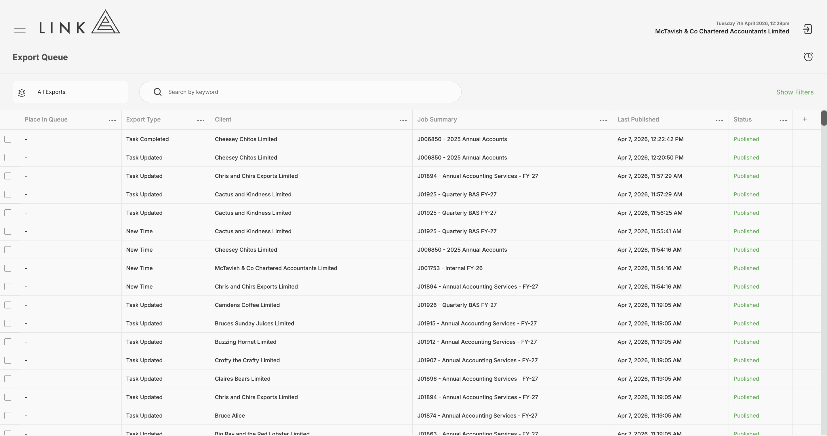 Export Queue is how you know all your changes are arriving