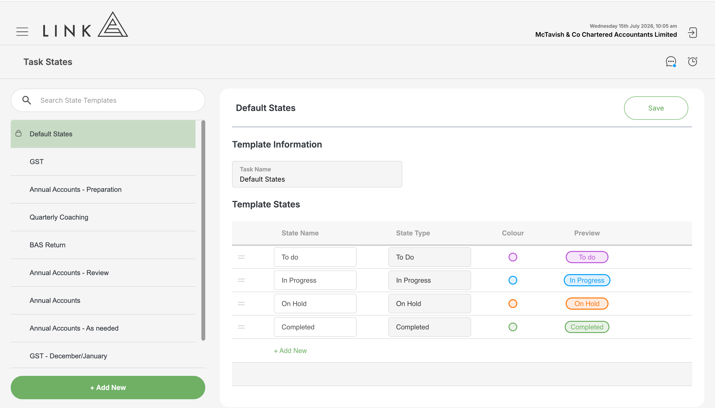 Setting up custom task states