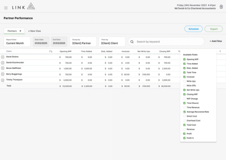 Measure profitability across each partner’s client list