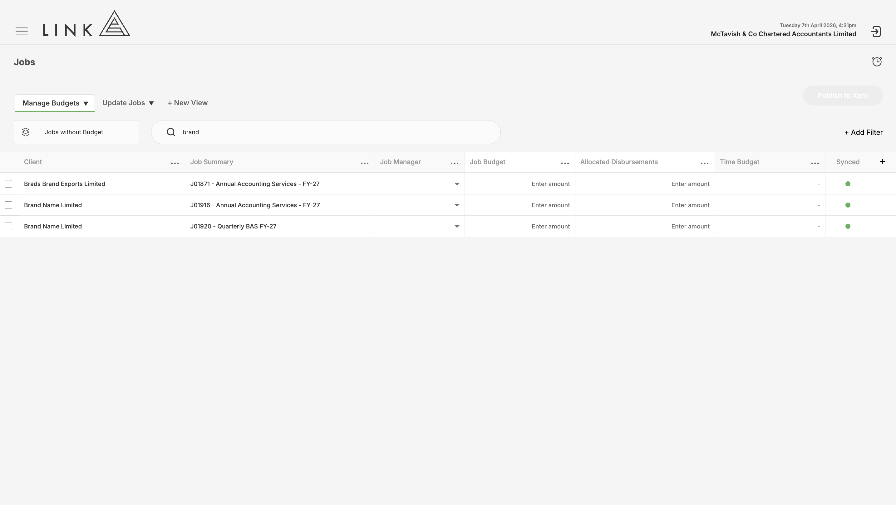 Or quick-search a client name