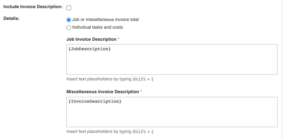 Option A: Job or miscellaneous invoice total