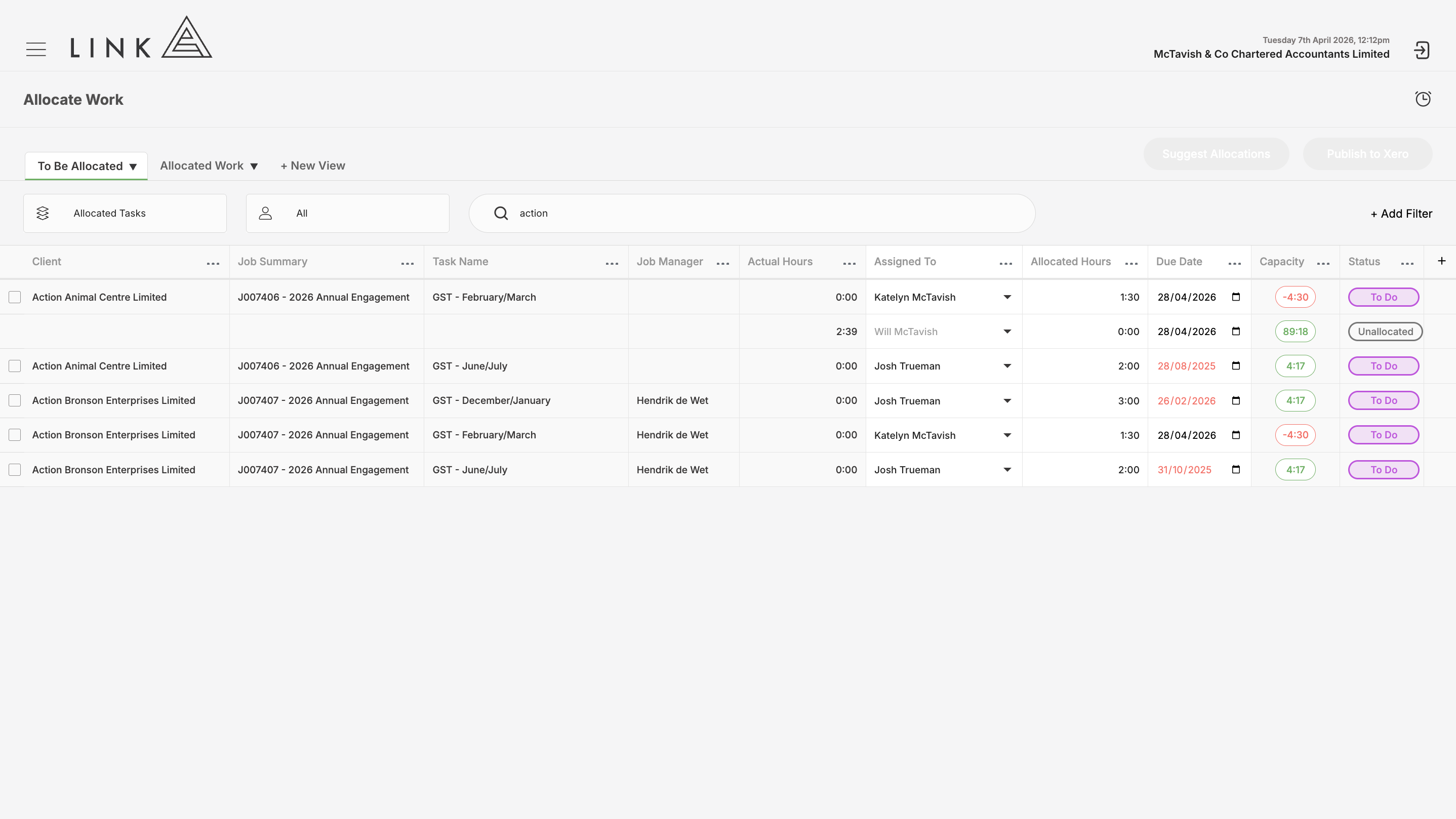 Quick-search a client or group name