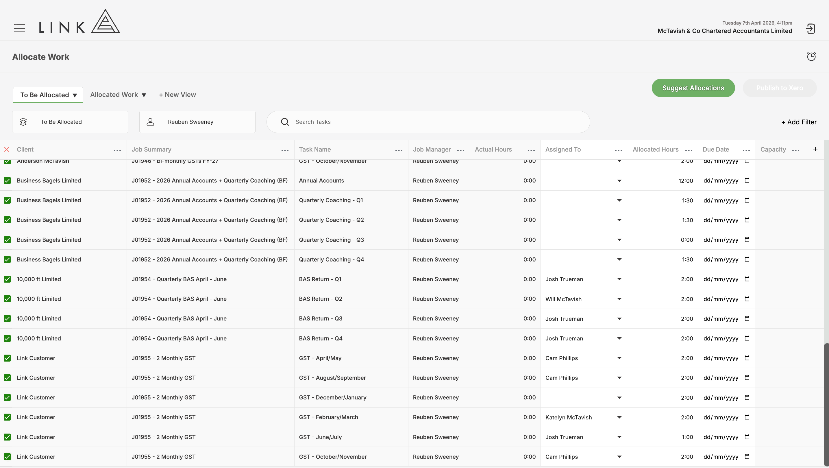 Multi-select all of your jobs and Suggest Allocation to make a plan