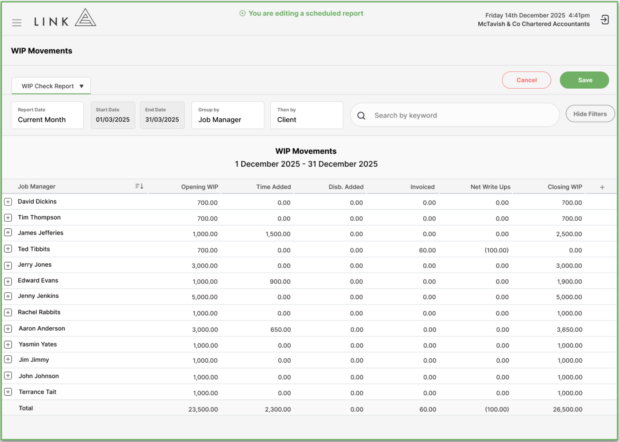 Schedule centre edit existing scheduled report
