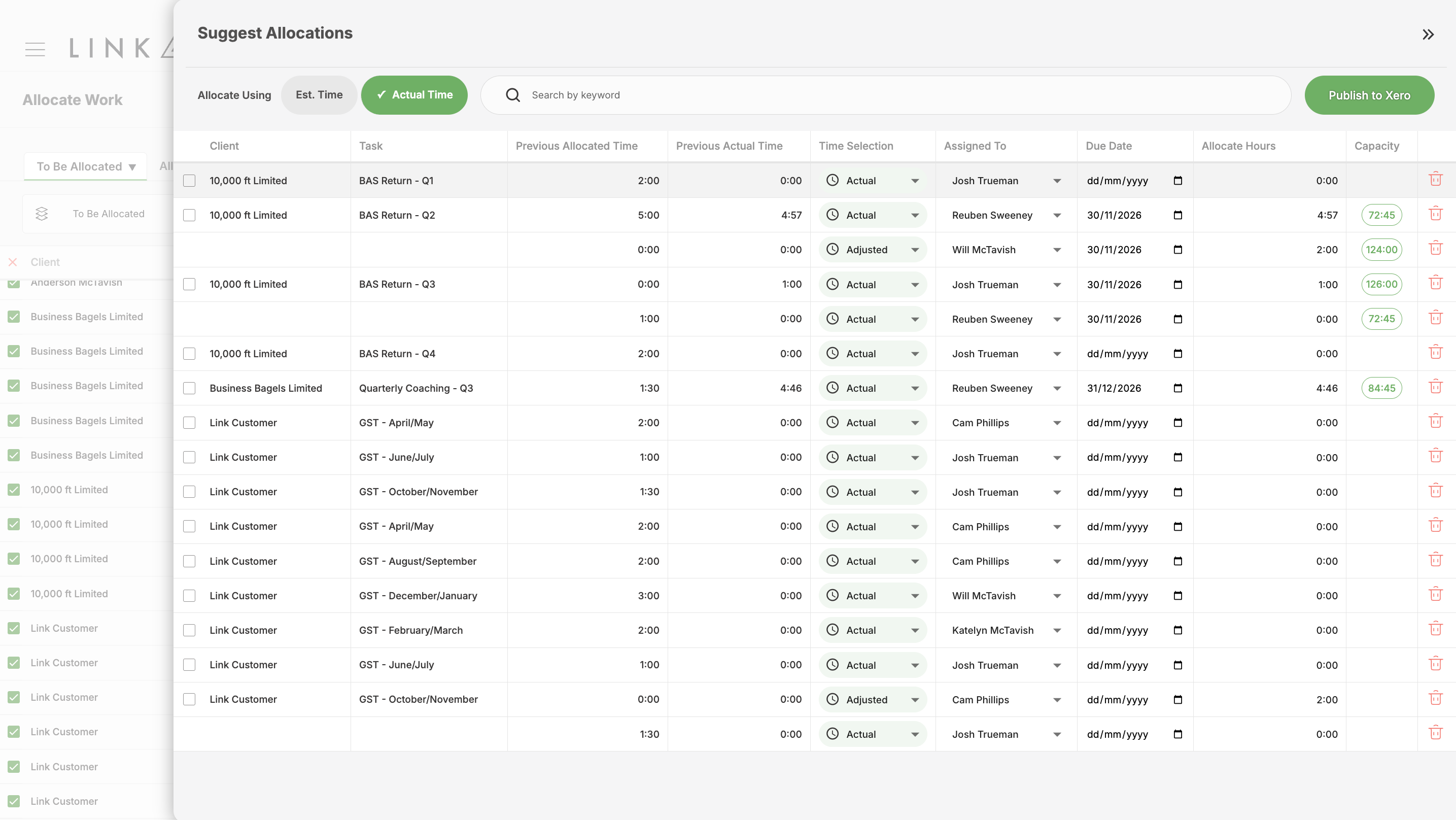 Suggest allocations to roll forward last years estimated or actual times into this years allocations.