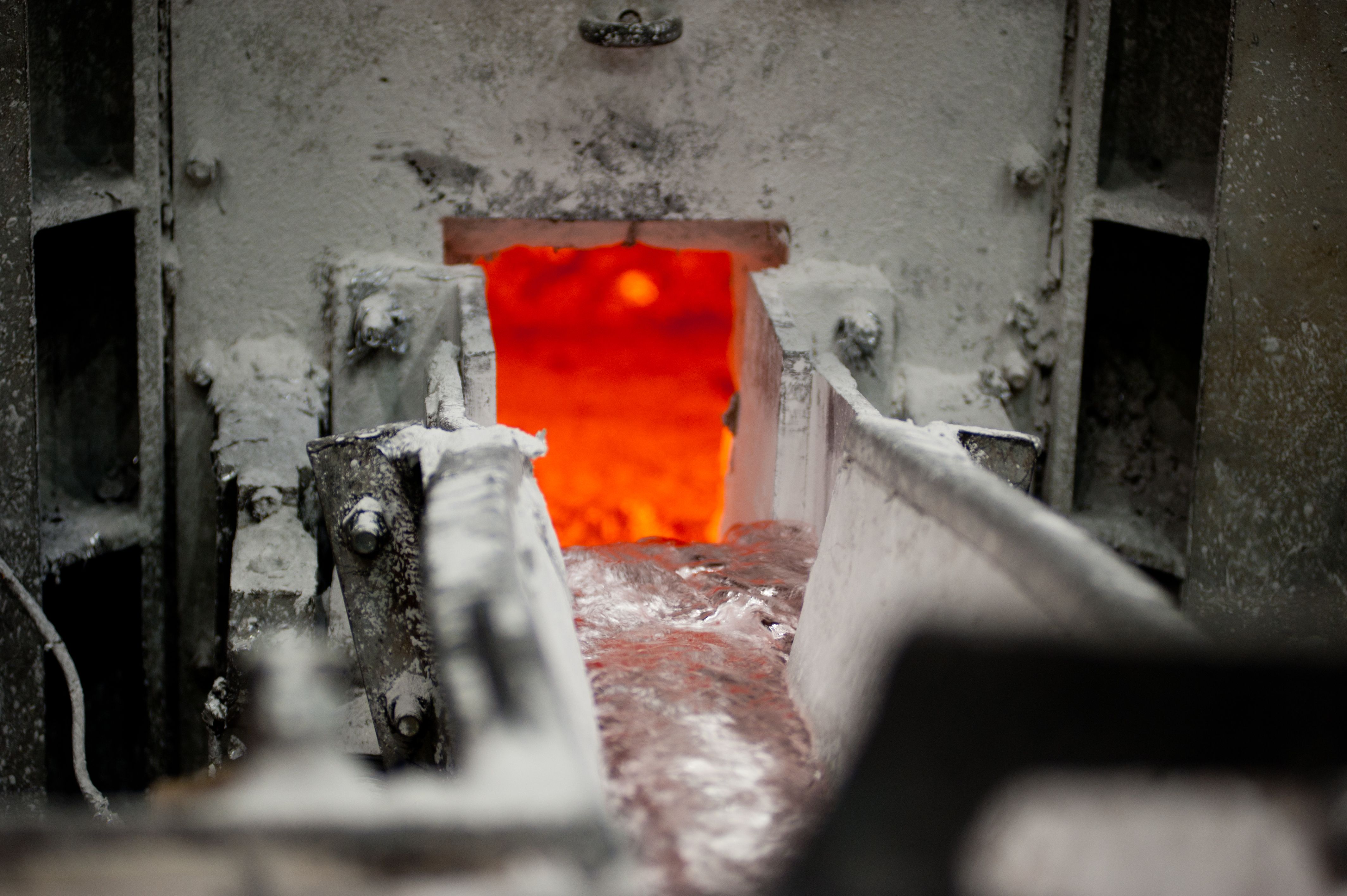 Circular aluminium melting furnace during the local recycling process