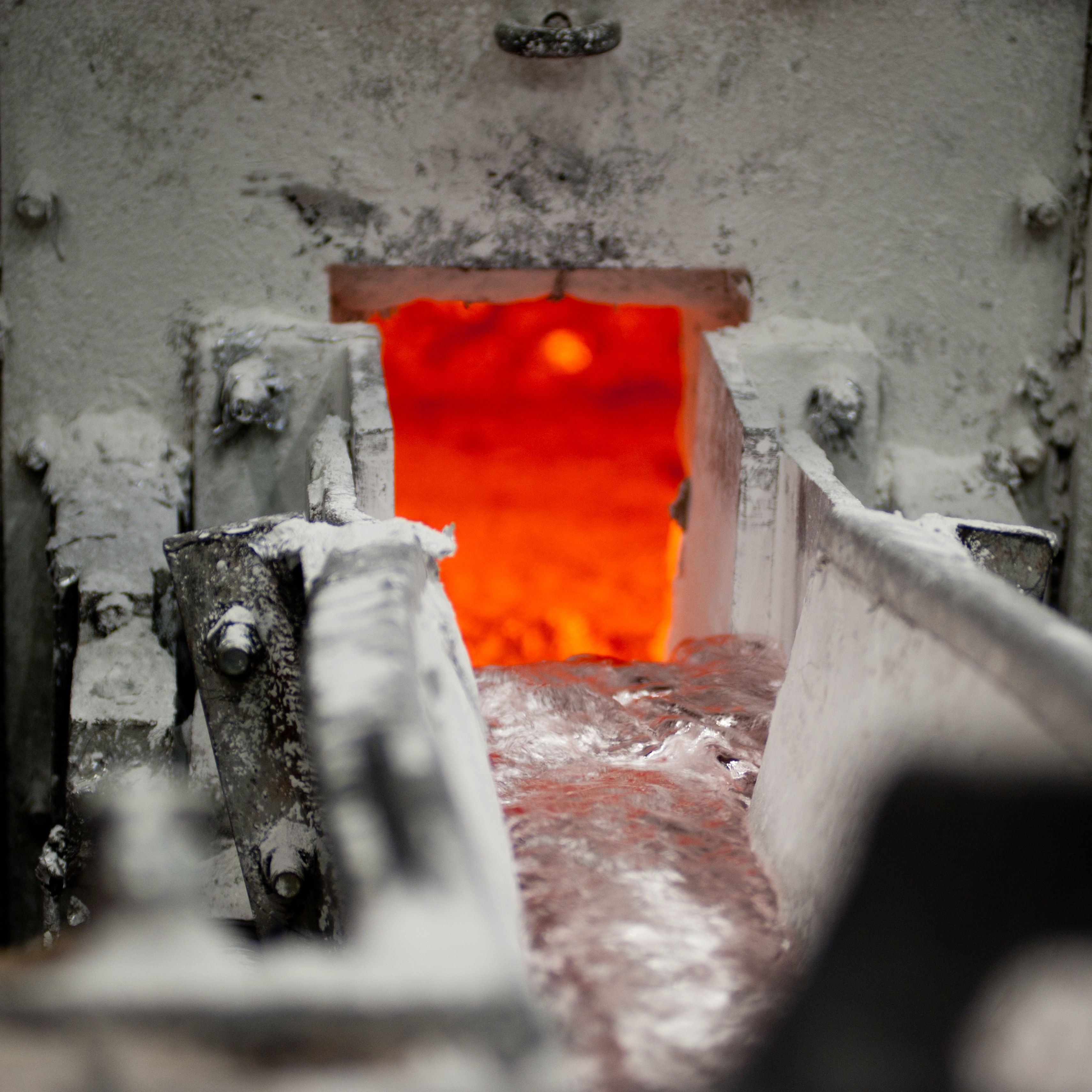 Circular aluminium melting furnace during the local recycling process