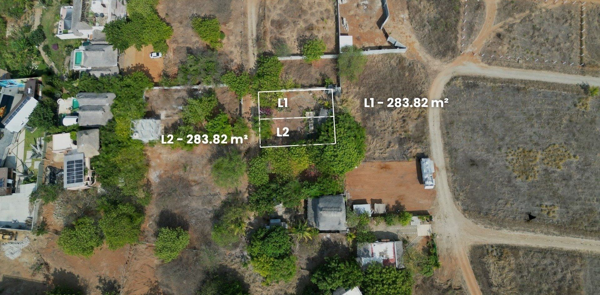 Vue zénithale des lots L1 et L2 de 283,82 m²