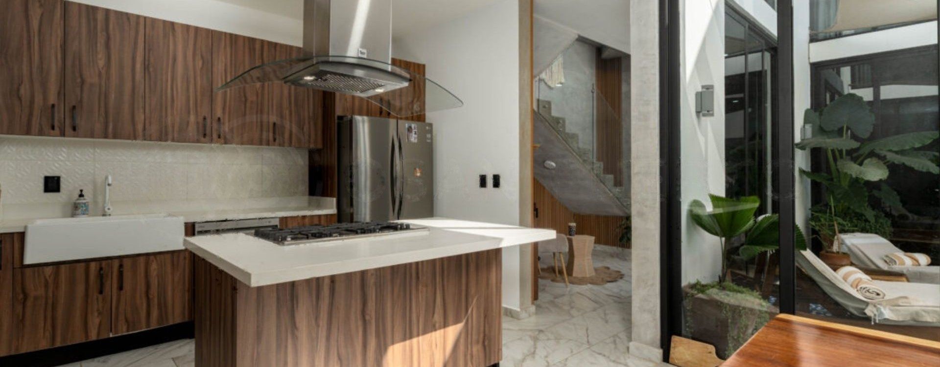 Cuisine avec îlot et plaque de cuisson au gaz, Casa Punta Mar, Bajos de Chila