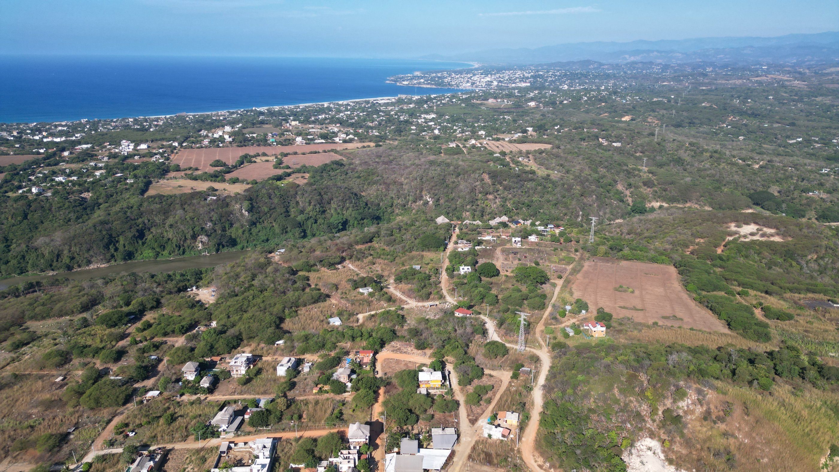 Aerial view of Las Torres and the coastline, Barra de Navidad