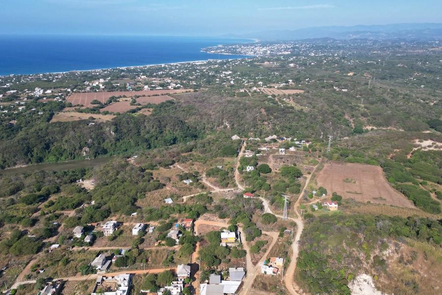 Aerial view of Las Torres and the coastline, Barra de Navidad