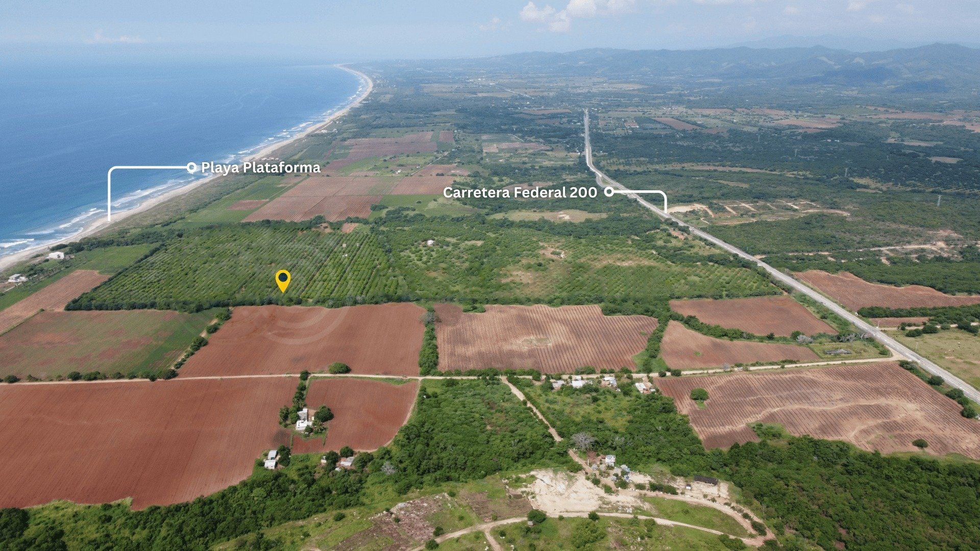 Vue aérienne du secteur entre Playa Plataforma et la route fédérale 200
