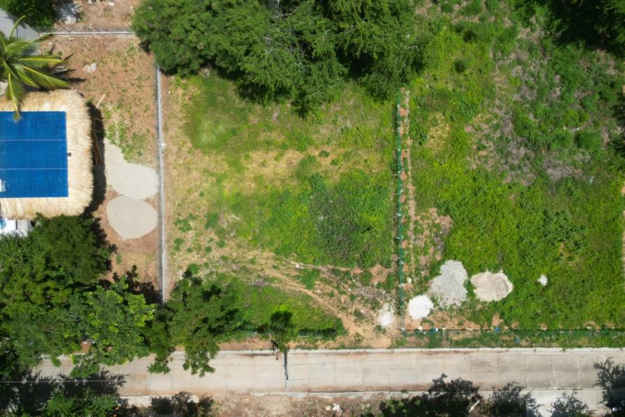 Aerial view of the two cleared lots by the street, Bacocho