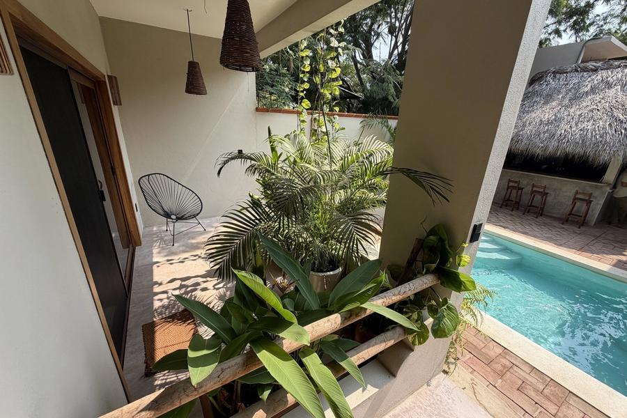 Alberca y terraza con plantas en Casa Linda Vista, Linda Vista