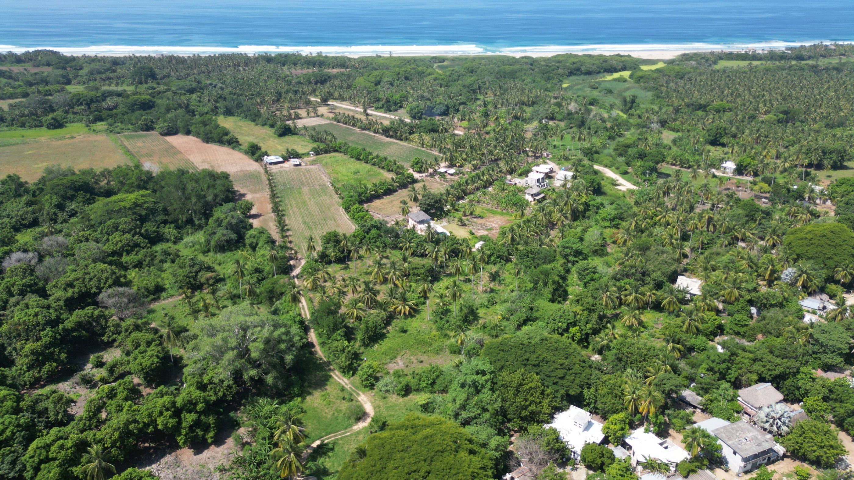 La costa y el entorno verde desde el aire, El Tomatal