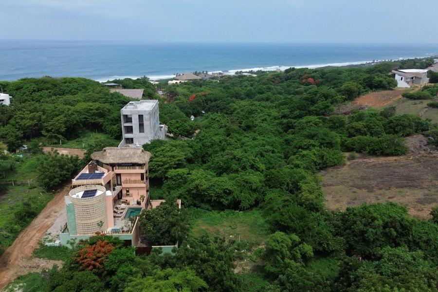 Aerial view of the lots area with the ocean beyond, Barra de Colotepec