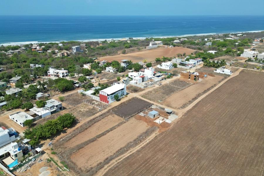 Aerial view of the lots with the ocean beyond, Barra de Colotepec