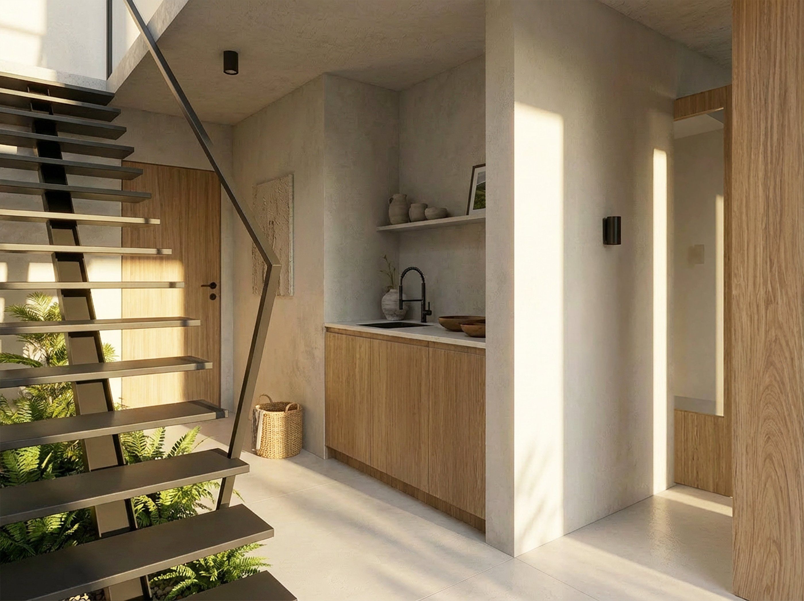 Rendu de la cuisine et de l'escalier, Casa Mía