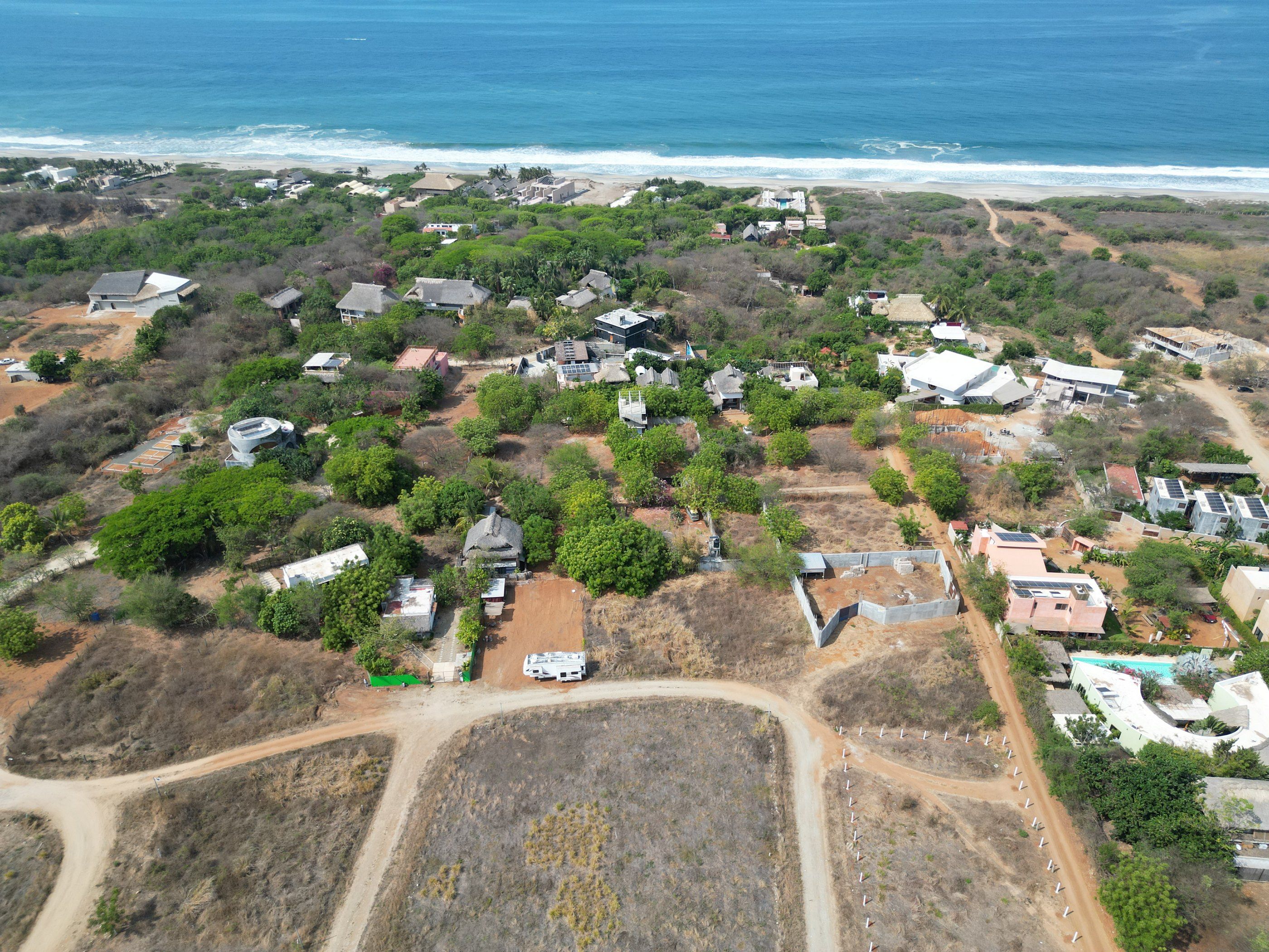 Aerial view of the lot area and the ocean, Barra de Colotepec