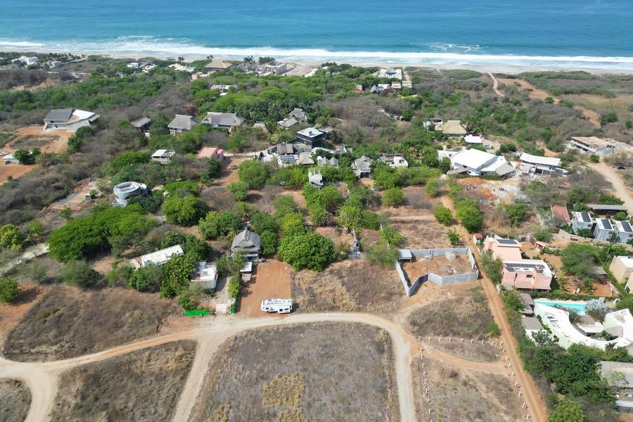 Aerial view of the lot area and the ocean, Barra de Colotepec