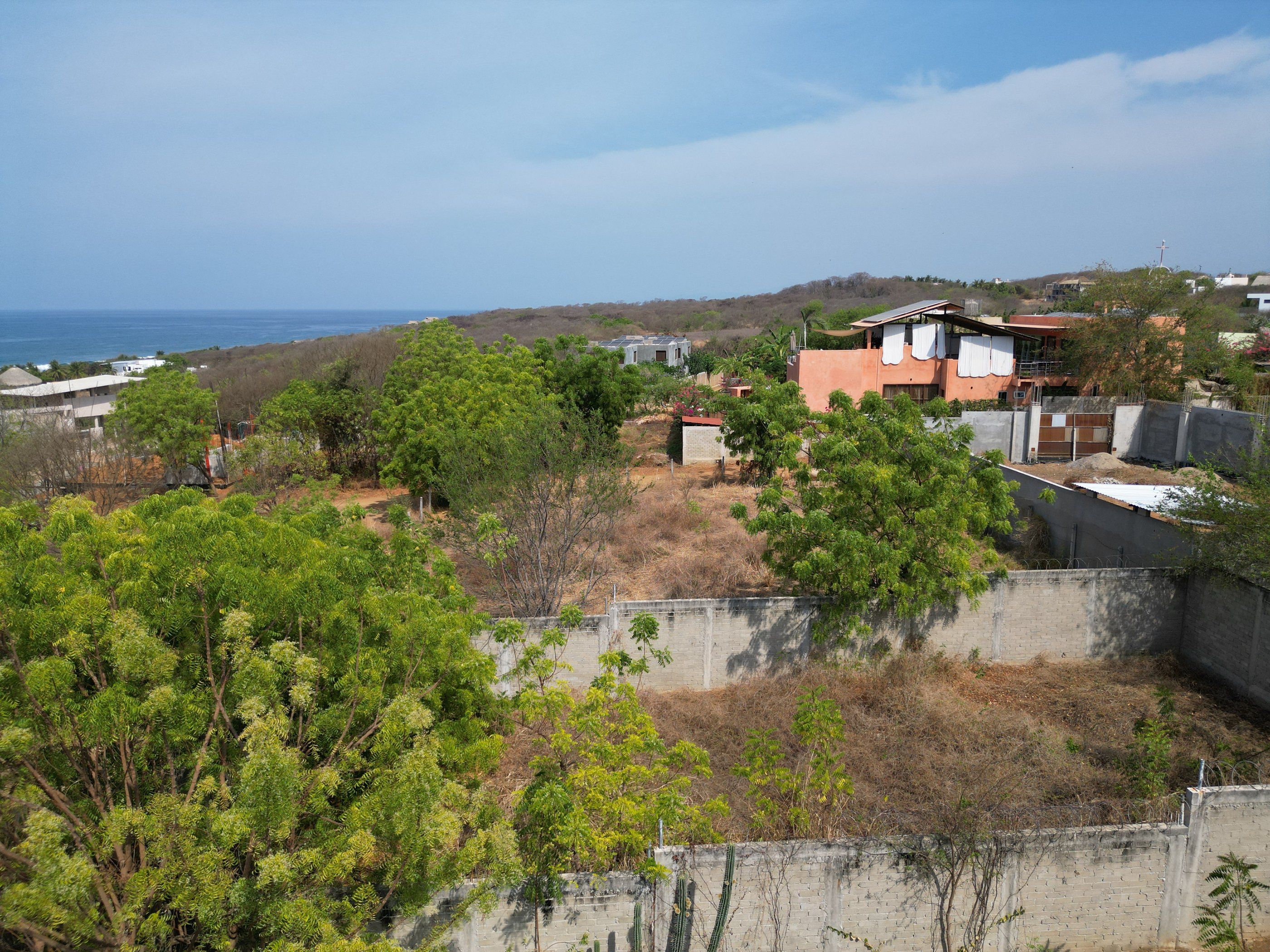 Vue depuis le sol vers l'océan près du terrain, Barra de Colotepec