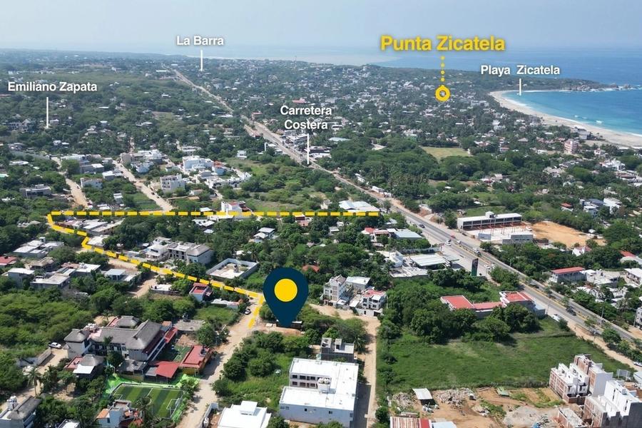 Aerial view of the lot's location toward Punta Zicatela, Linda Vista