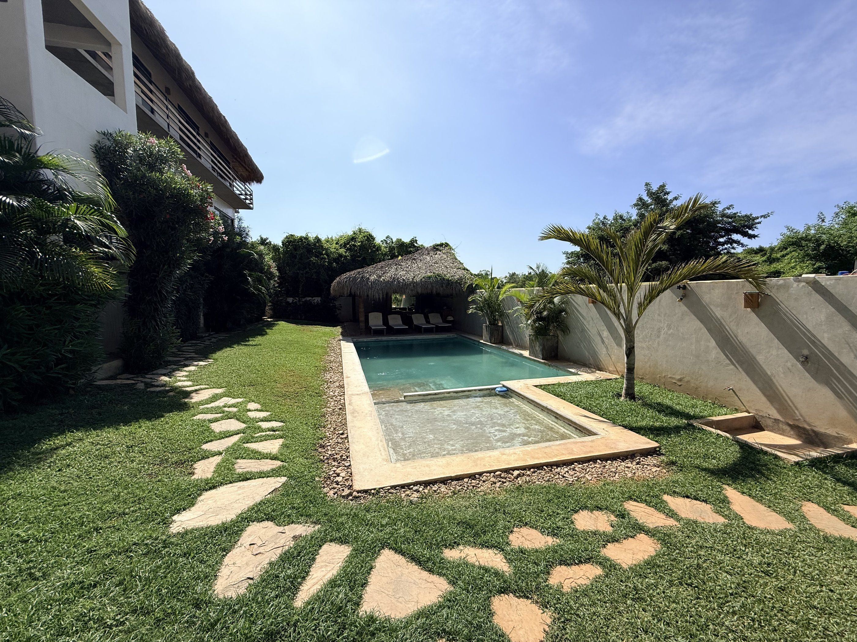Shared pool and garden, La Barra de Colotepec