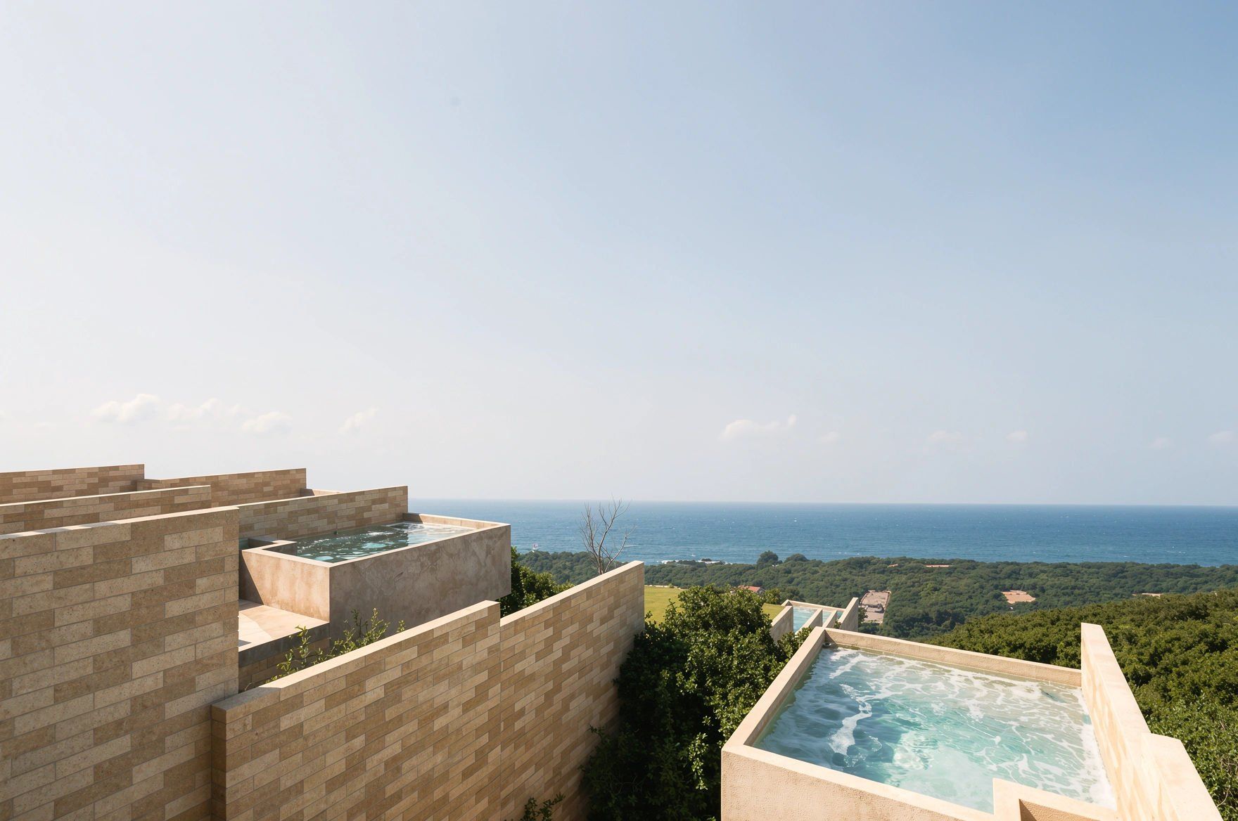 Rendu des terrasses et piscines face à l'océan, Terrazas de Nisa