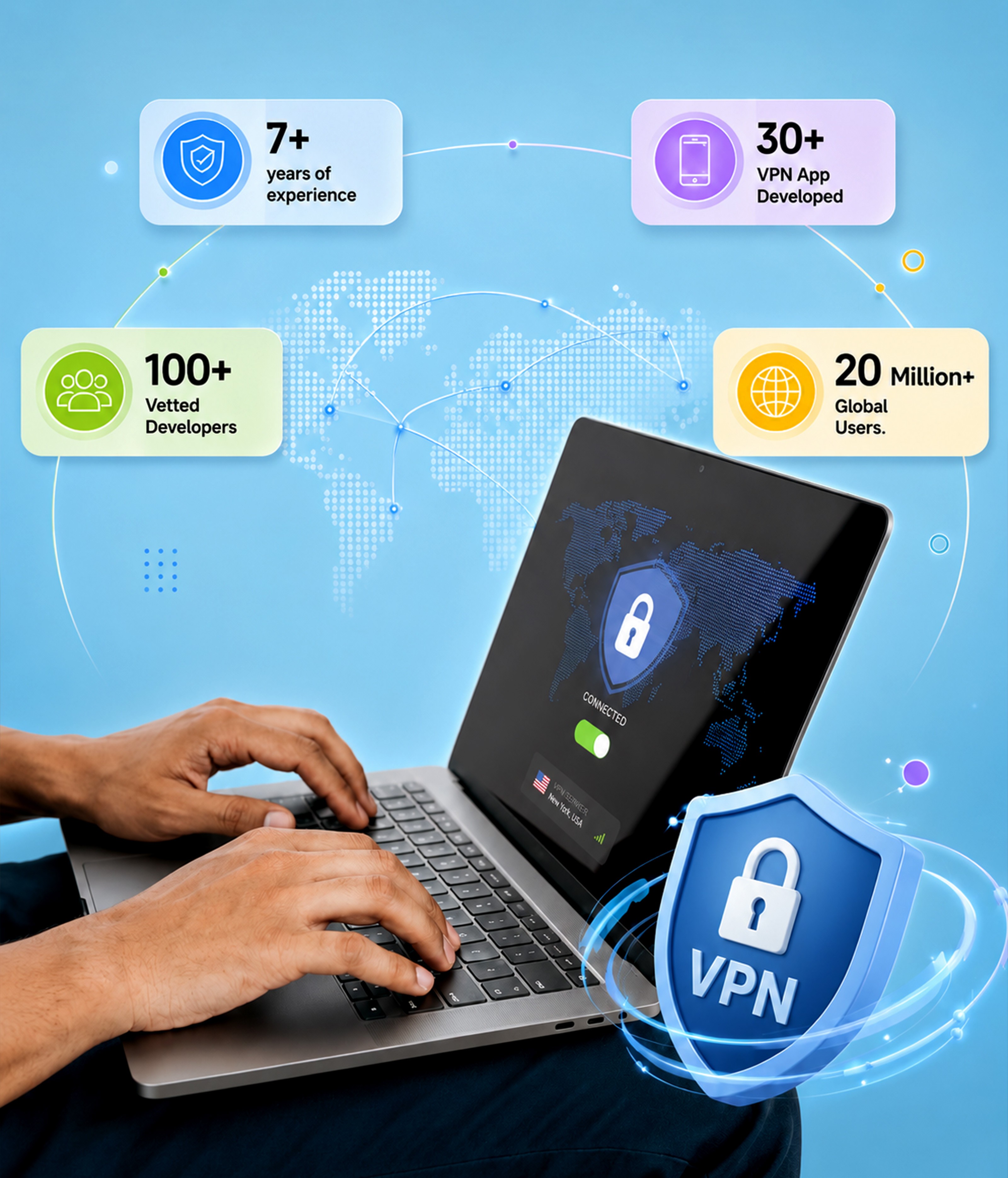 Person using a VPN-secured connection on their phone outdoors