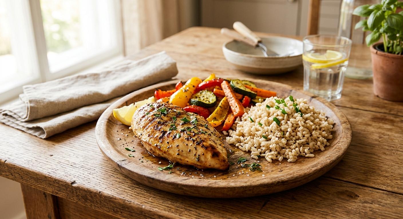Baked white fish with steamed green beans and a halved sweet potato