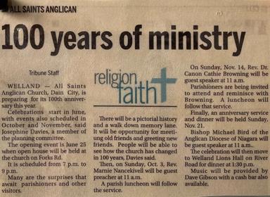 News article: 100 years of ministry