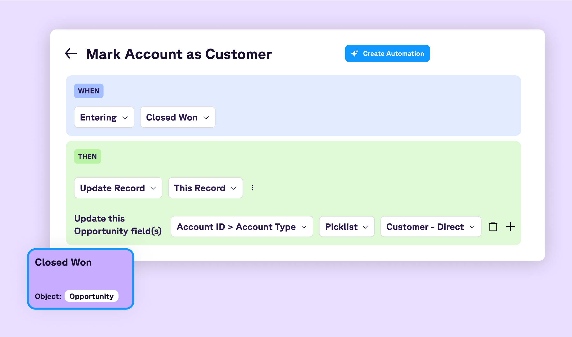Mark Account as Customer Automation