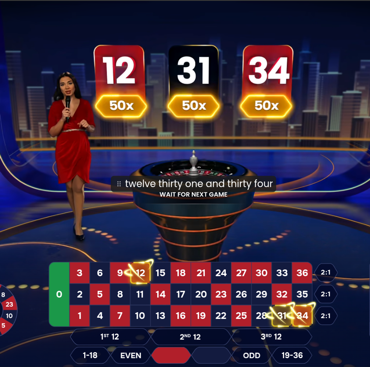 Roulette betting grid with Multipliers upto 500x