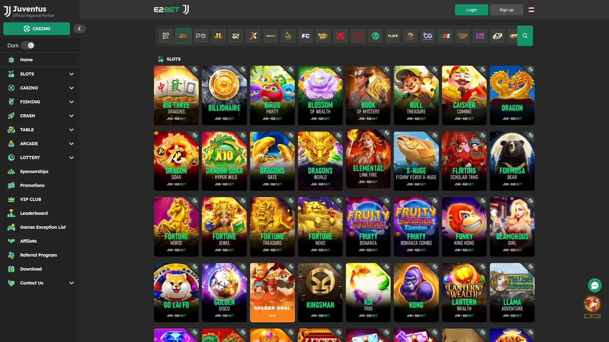 E2bet Slot Games Lobby