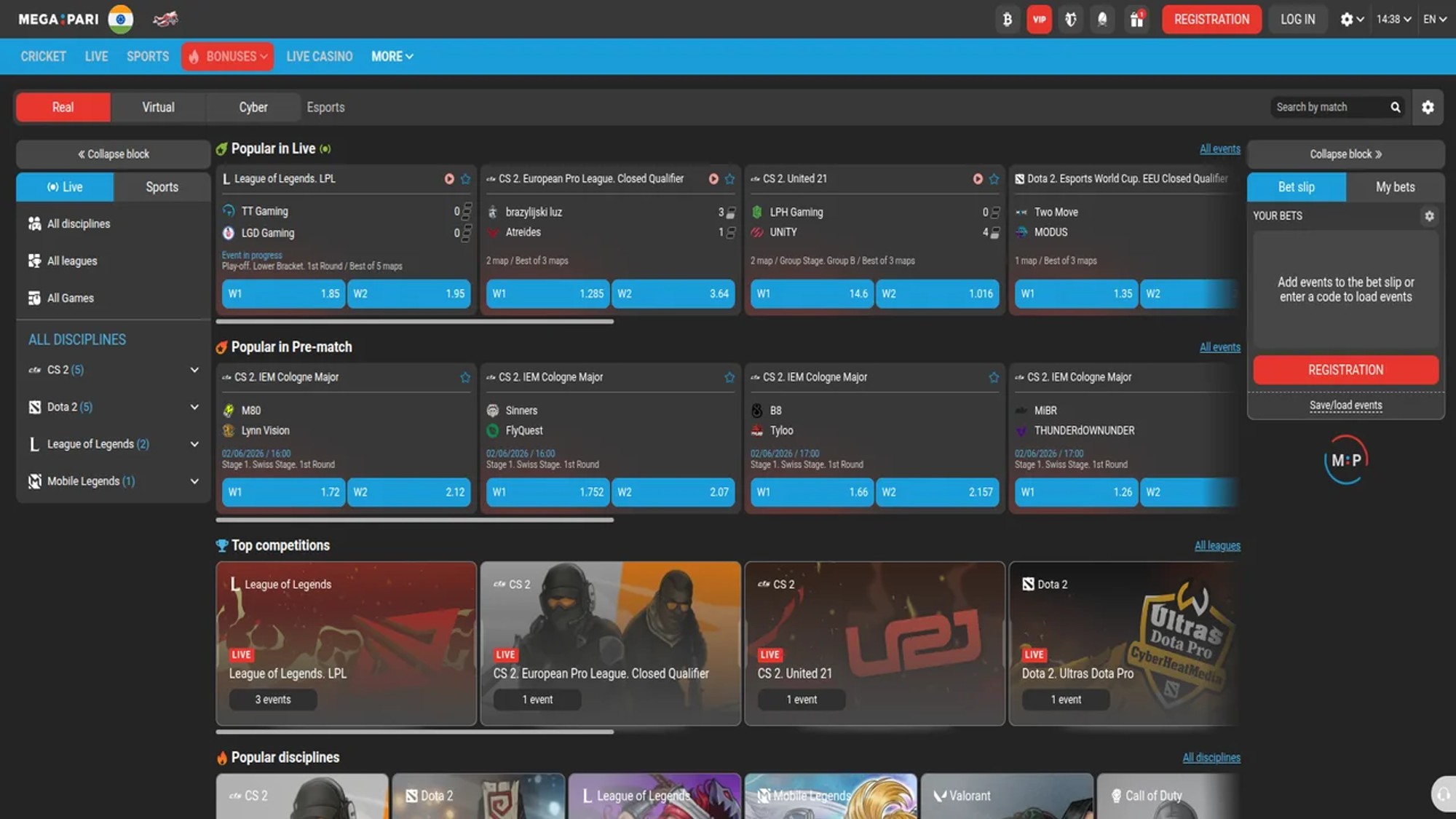 Megapari Esports with Live Esports Streaming