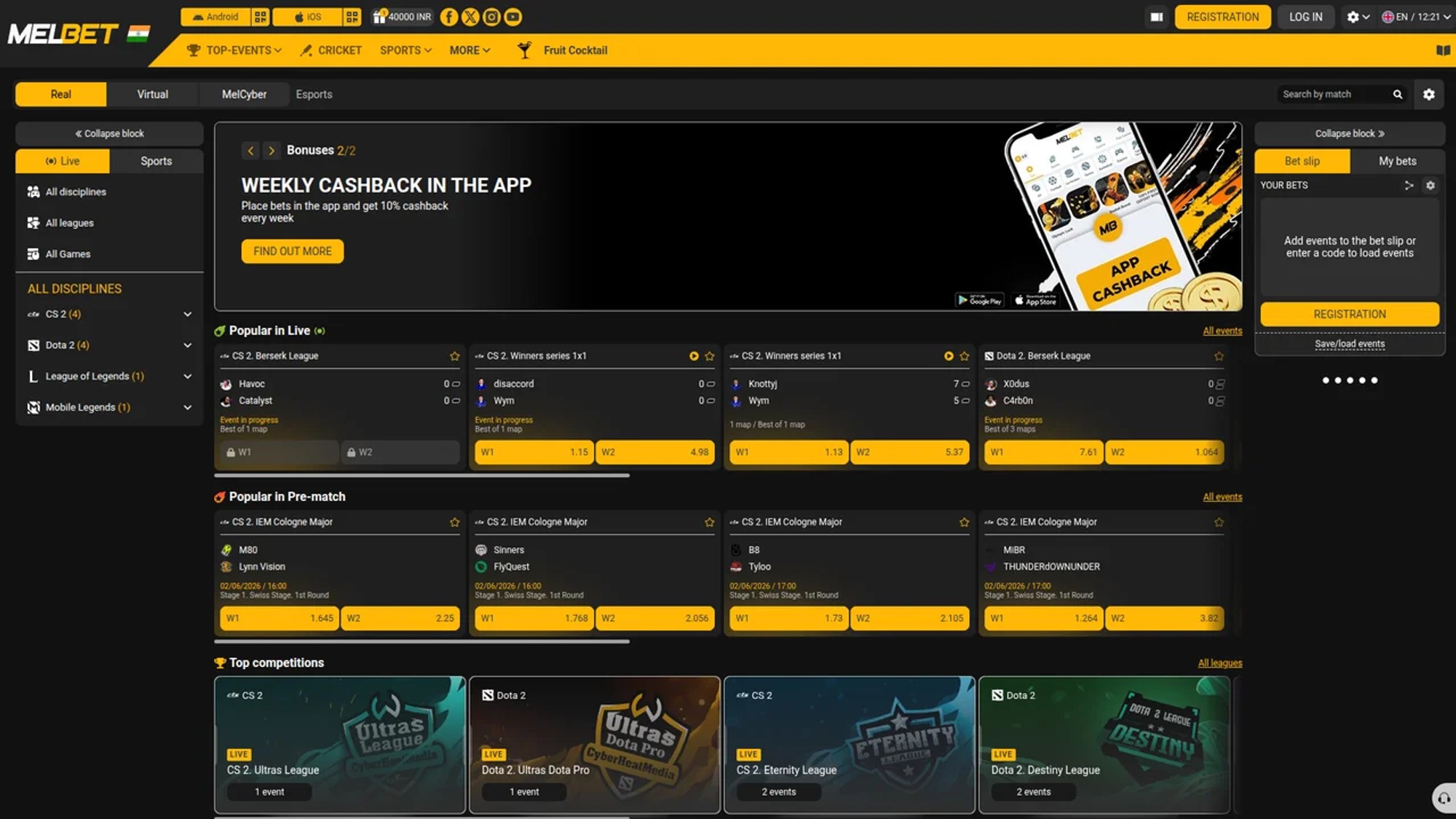Melbet Esports Live Betting