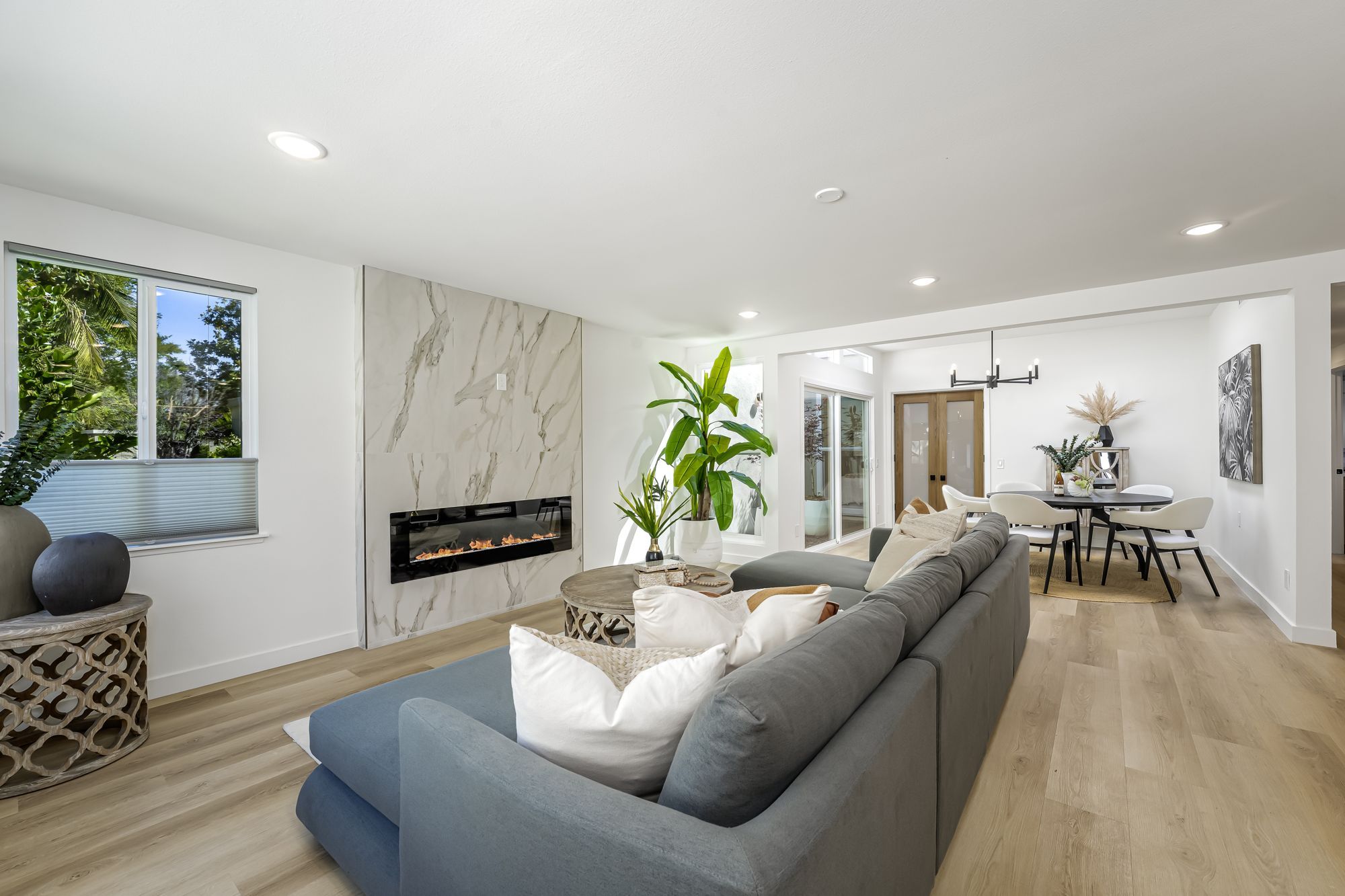 Contemporary condo interior with stylish furnishings and decor