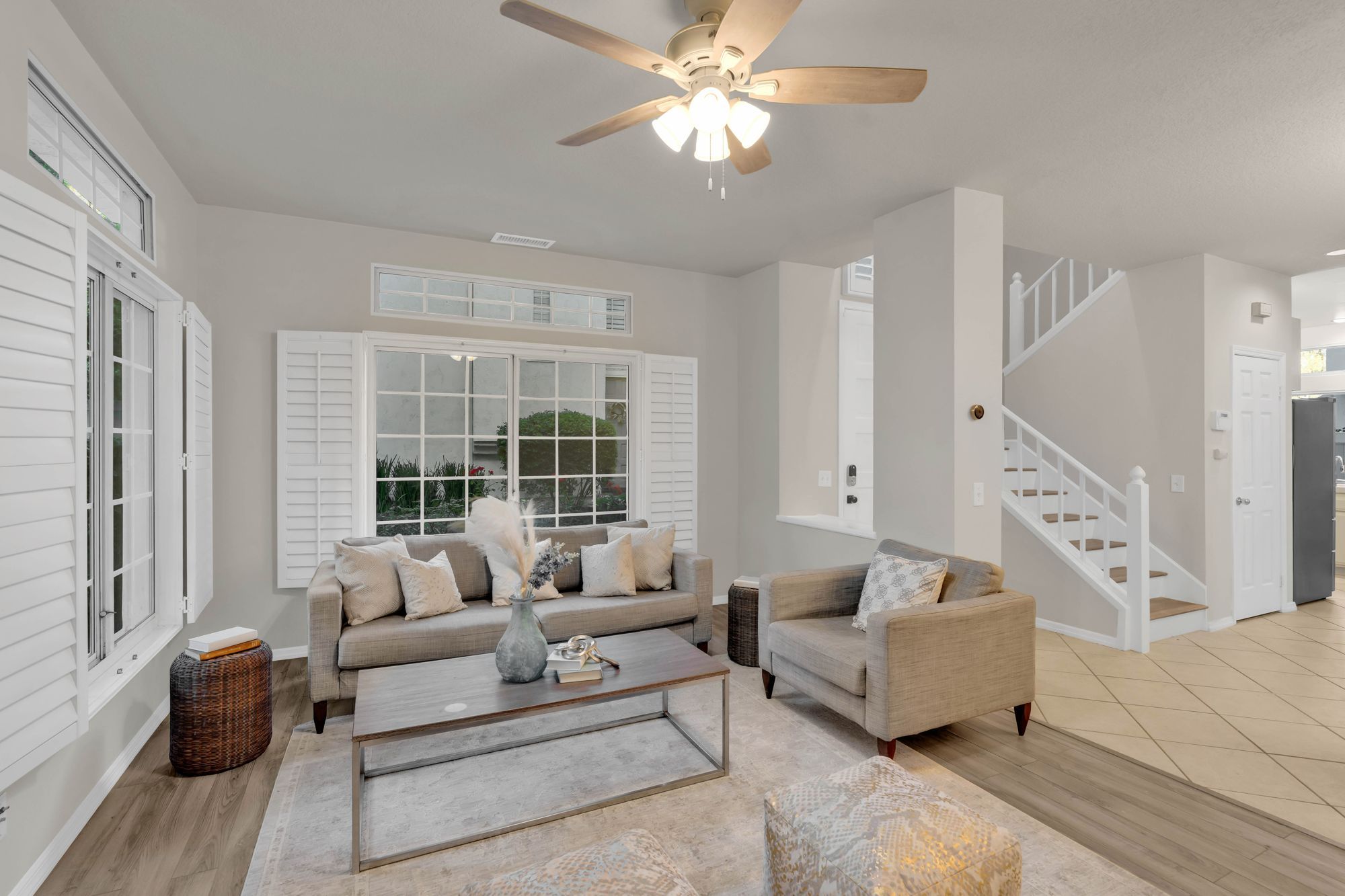 Condo living room with bright interiors