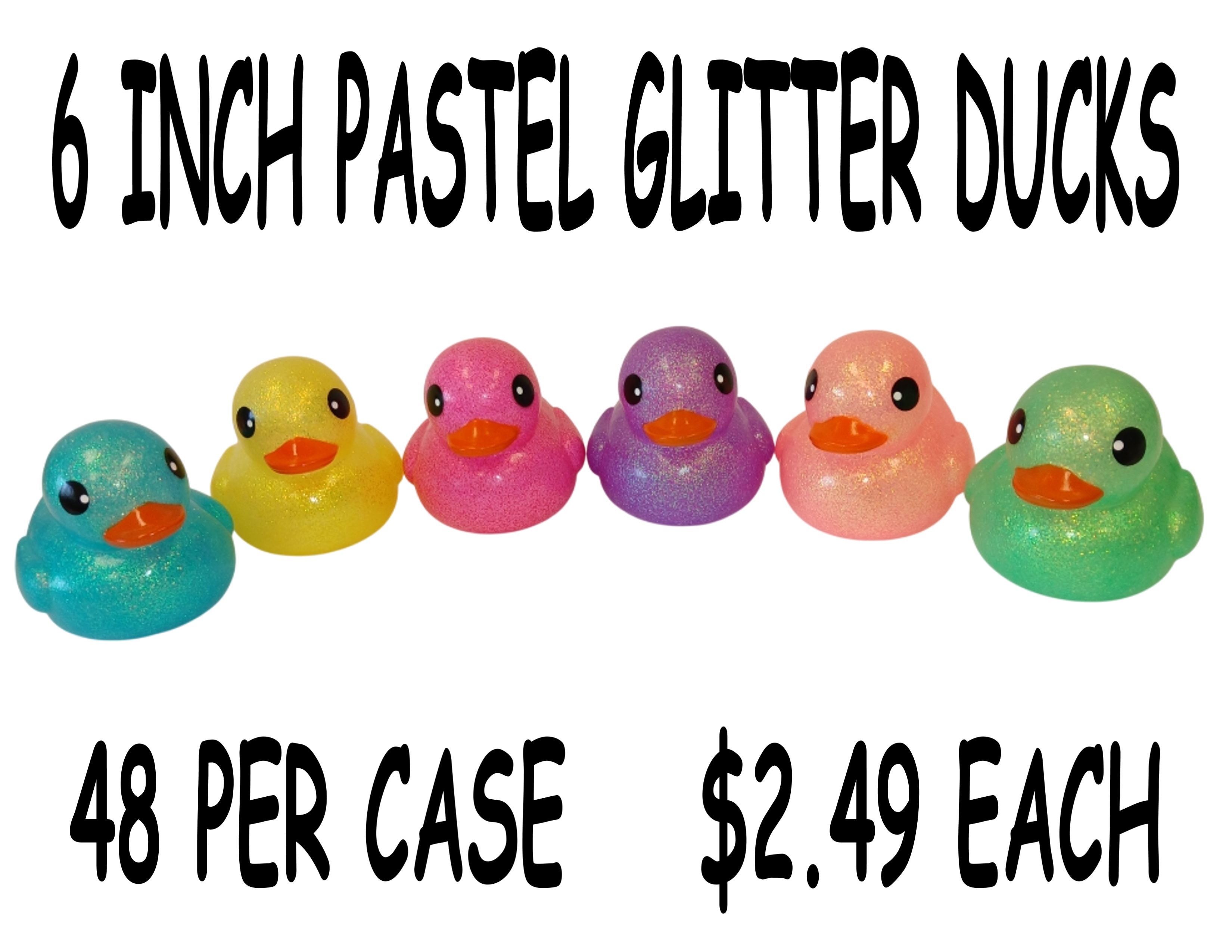6 INCH PASTEL GLITTER DUCKS  - ITEM #3663