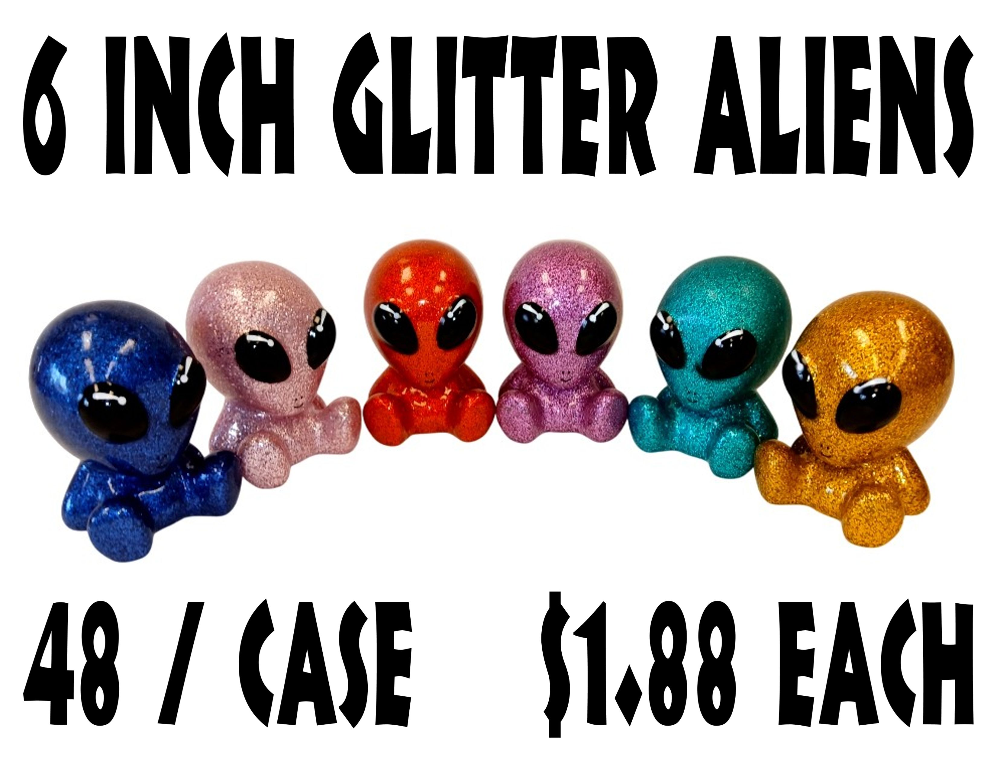 6 INCH GLITTER ALIENS