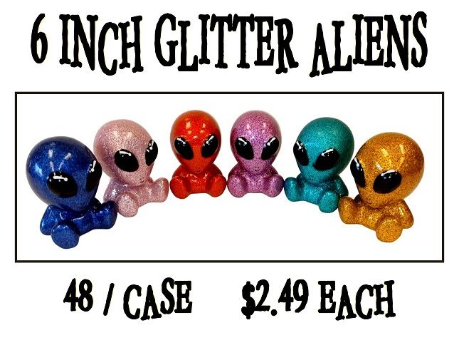 6" GLITTER ALIENS