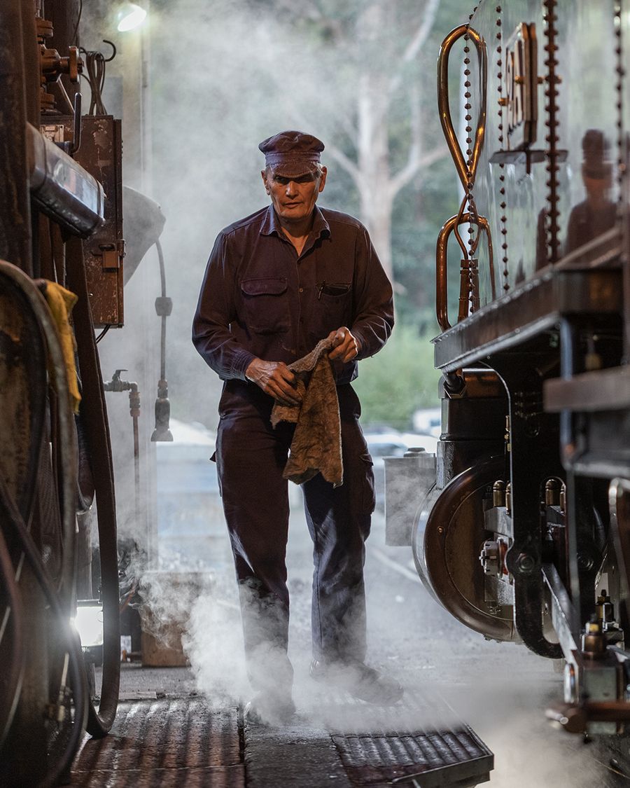 Worker in an industrial plant interior
