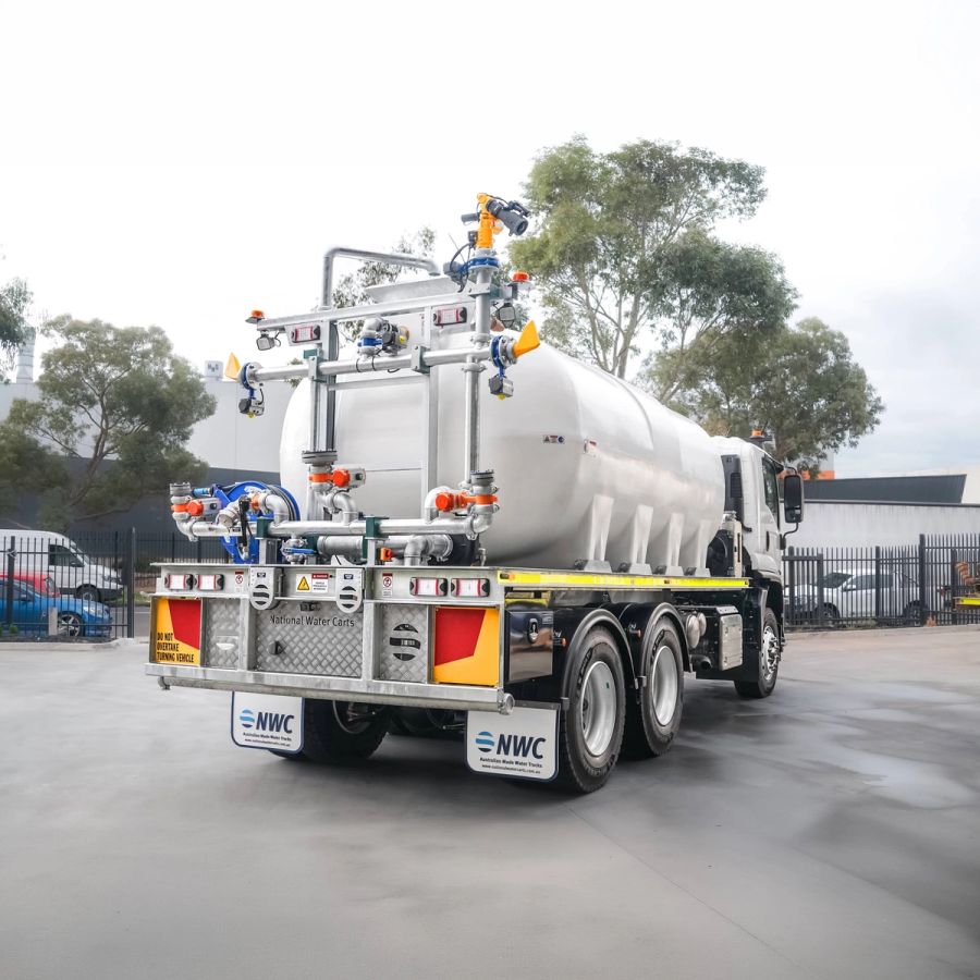 White water cart truck with rear tank and fittings