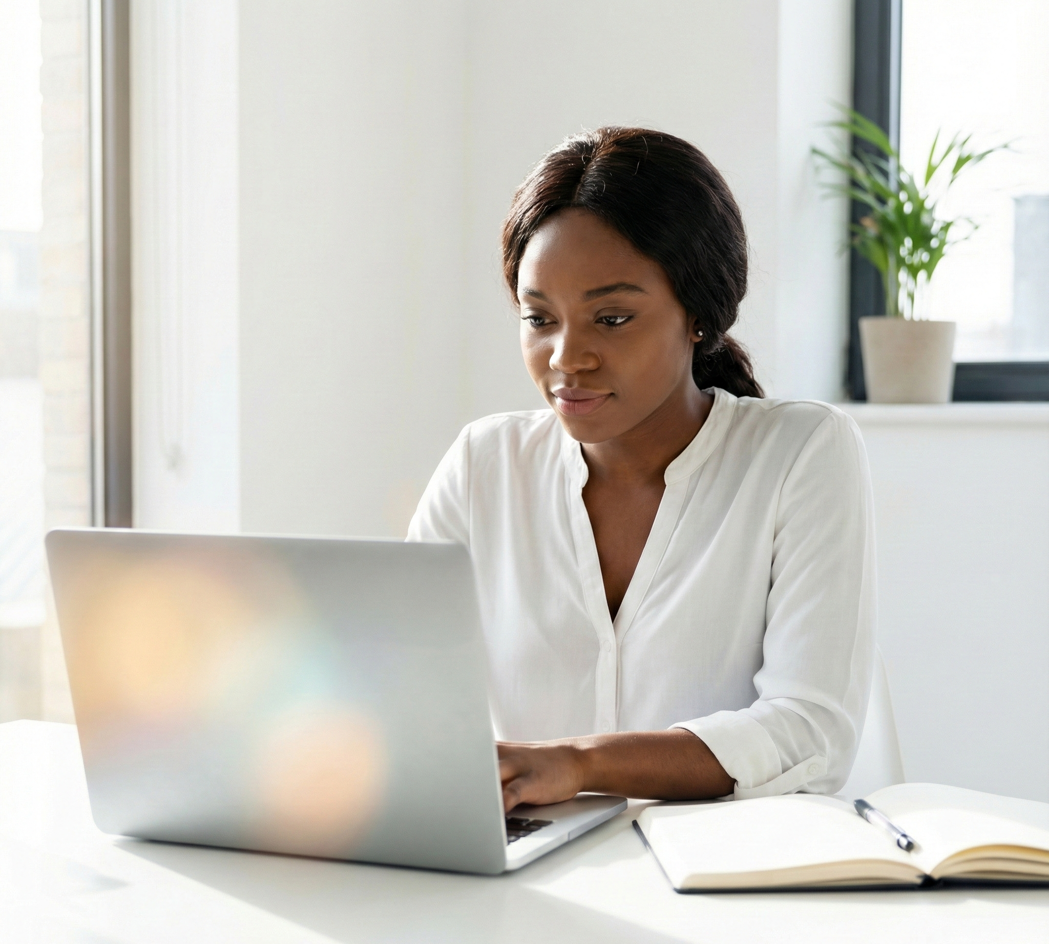 Woman at her computer