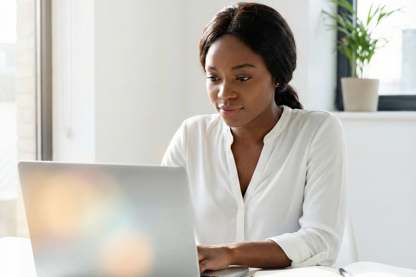 Woman at her computer