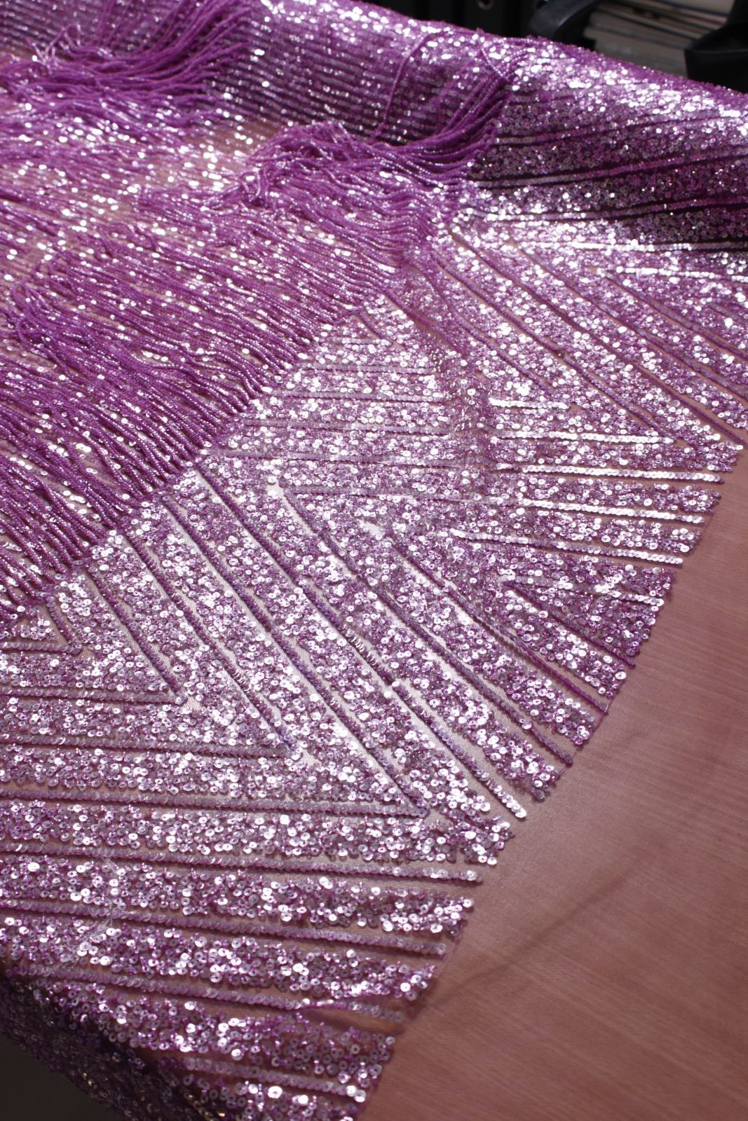Amethyst Fringe Sequin Tulle - Image 3