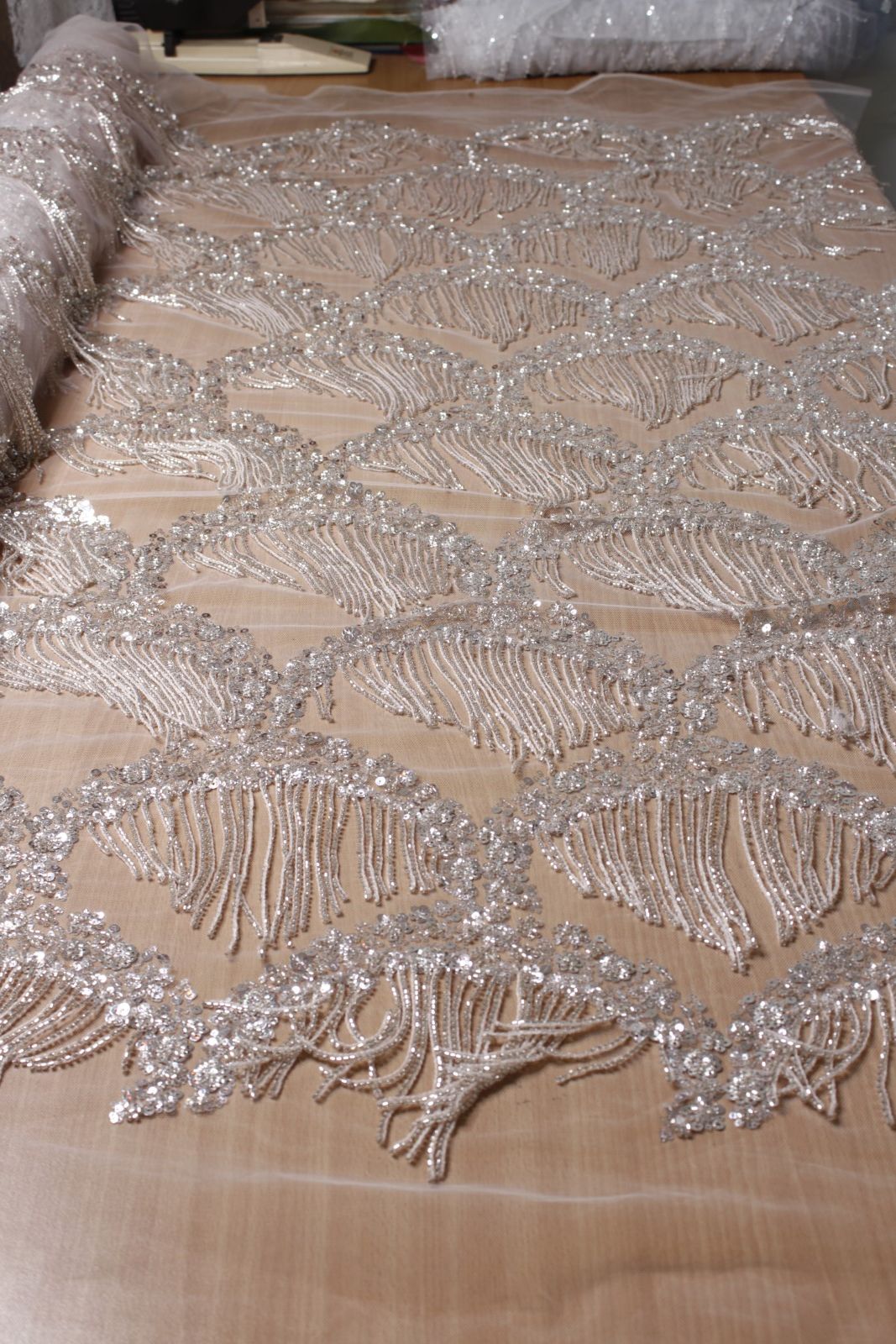 Champagne Gatsby Fringe Couture Tulle - Image 2