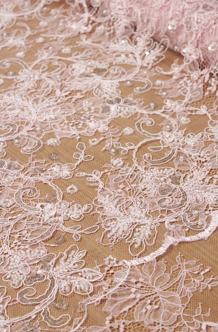 Pearl Garden Embroidery Lace Ballet Blush