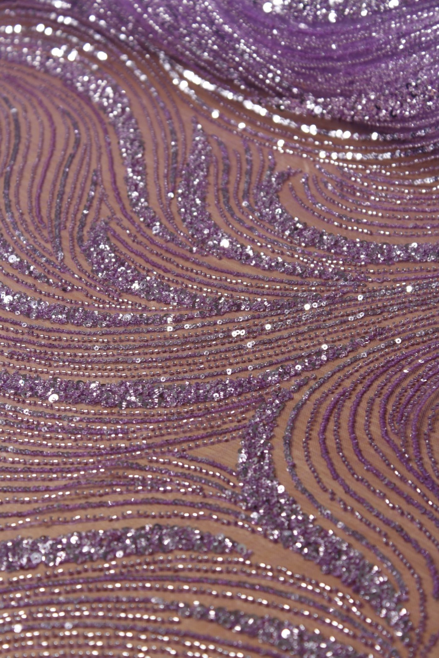 Wave Sequin Embroidery Lace Amethyst Purple - Image 3