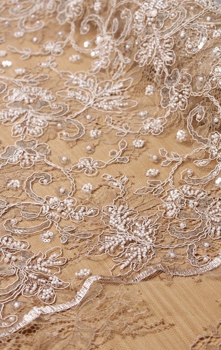  Pearl Garden Embroidery Lace Caramel Champagne